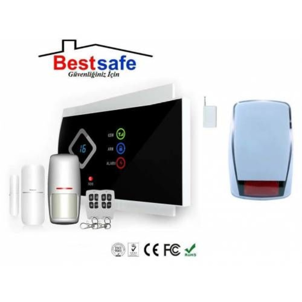 Büyük Işıklı Sirenli Bestsafe HS23 Kablosuz GSM Ev Ofis Alarm Se