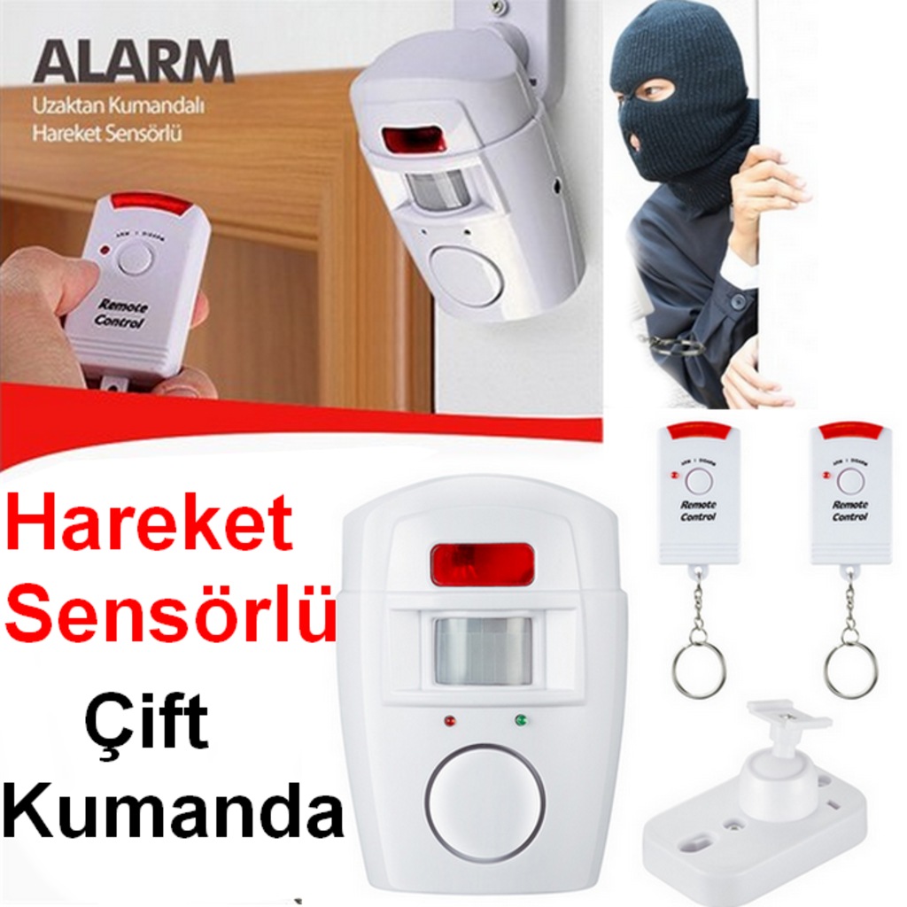 Hareket Sensörlü Kumandalı Ev Güvenlik Kapı Hırsız Alarm Sistemi