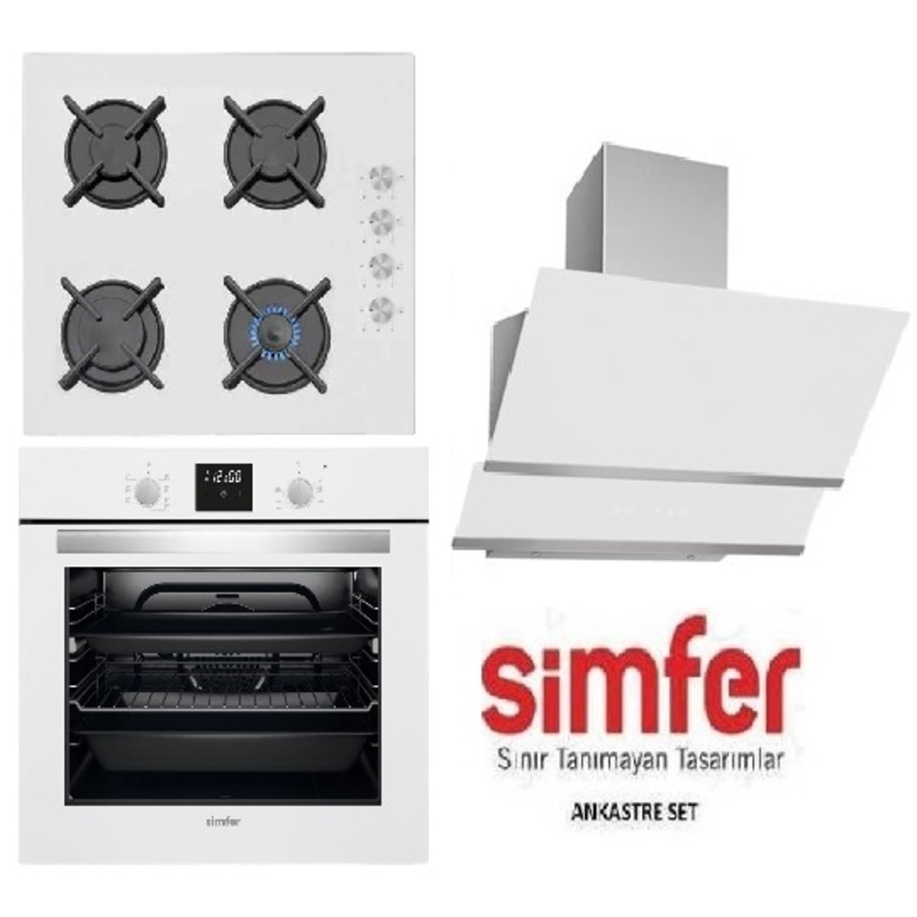 Simfer ( 7310 + 3507 + 8668 ) Beyaz Ankastre Set