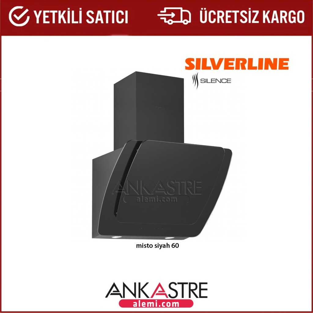 Silverline Misto Siyah 60cm Davlumbaz
