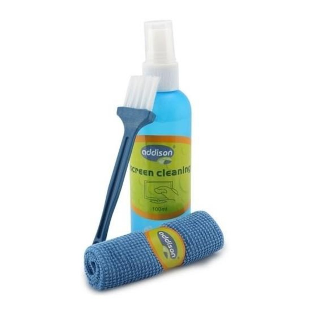 ADDISON 300782 100ml Sprey + Fiber Bez+Fırça Ekran Temizleme Seti