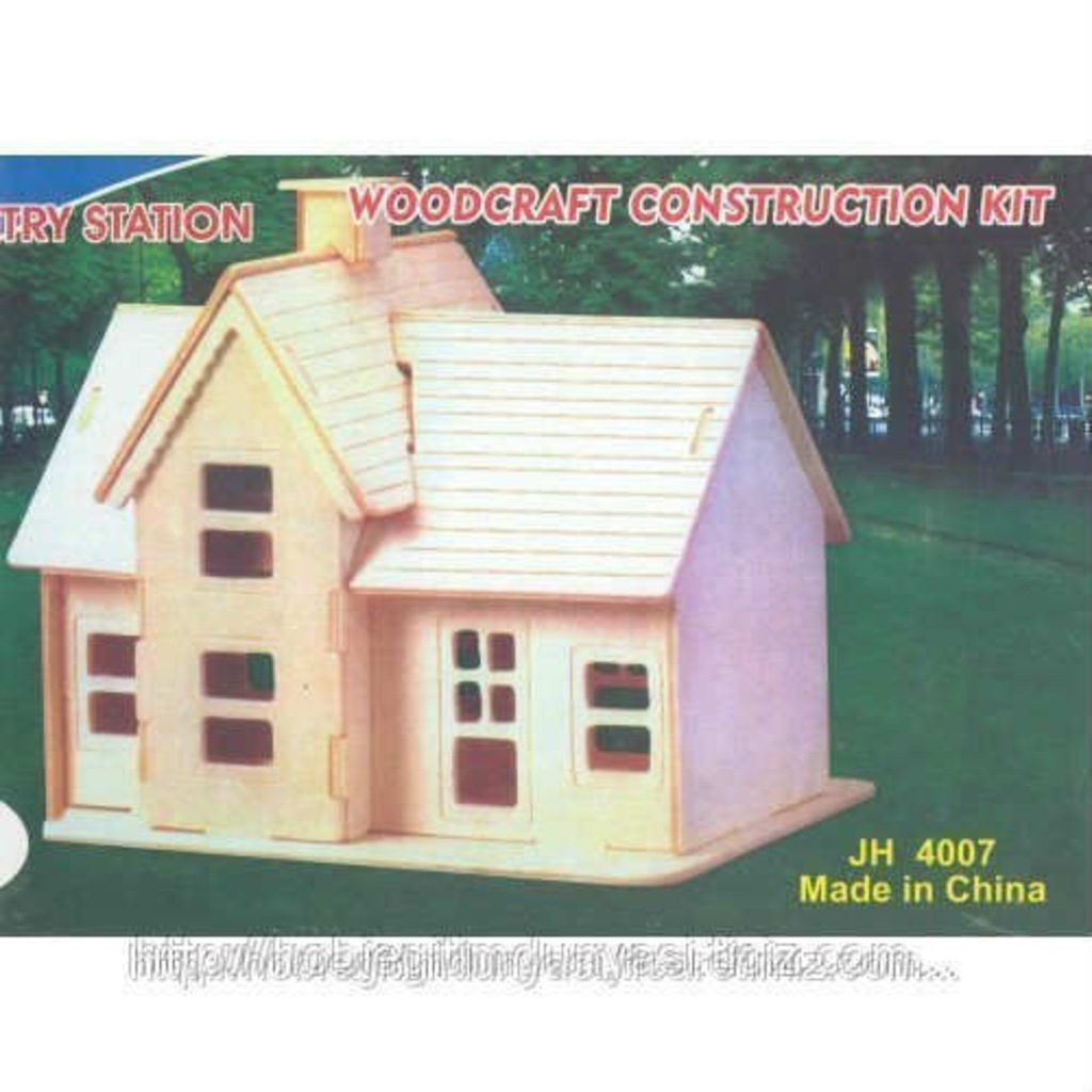 Ahşap Köy Evi Maket Oyuncak Puzzle Zeka Geliştirici Maket Köy Evi