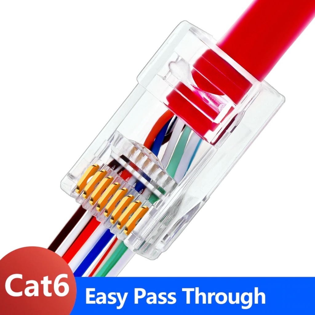 Delikli CAT6,CAT5 Yeni Nesil EZ RJ45 Plastik Jack RJ45