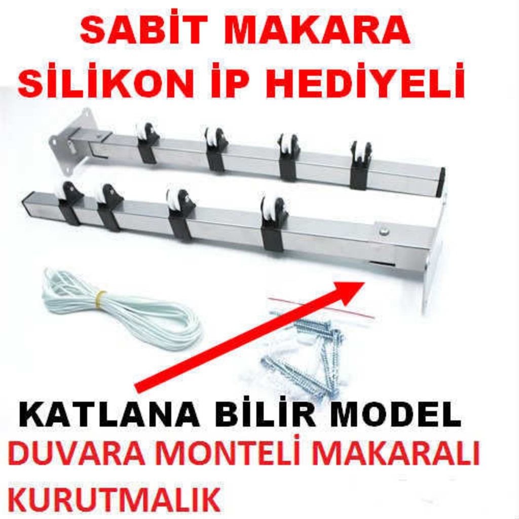 Duvara Monteli Paslanmaz Makaralı Çamaşır Askısı Balkon Küpeşte Ç