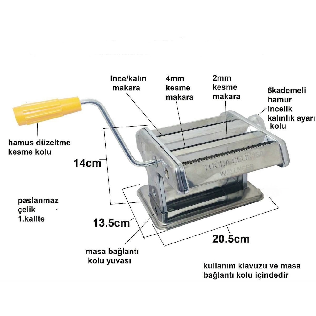 180mm Tuğra Çelik Ev Tipi Erişte Ve Makarna Kesme Makinesi