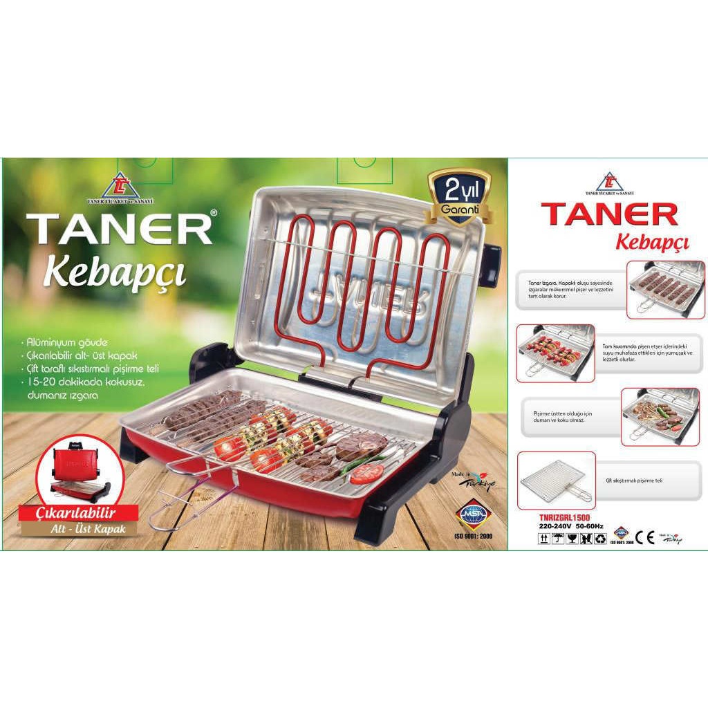 Taner Kebapçı Elektrikli Izgara Mangal Barbekü Çifttelli