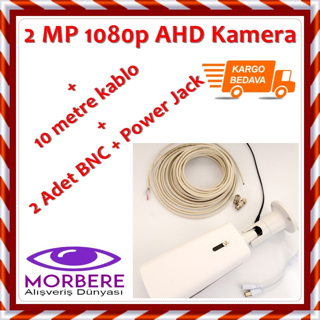 2 MP 1080P AHD Güvenlik Kamerası + Aparatlar