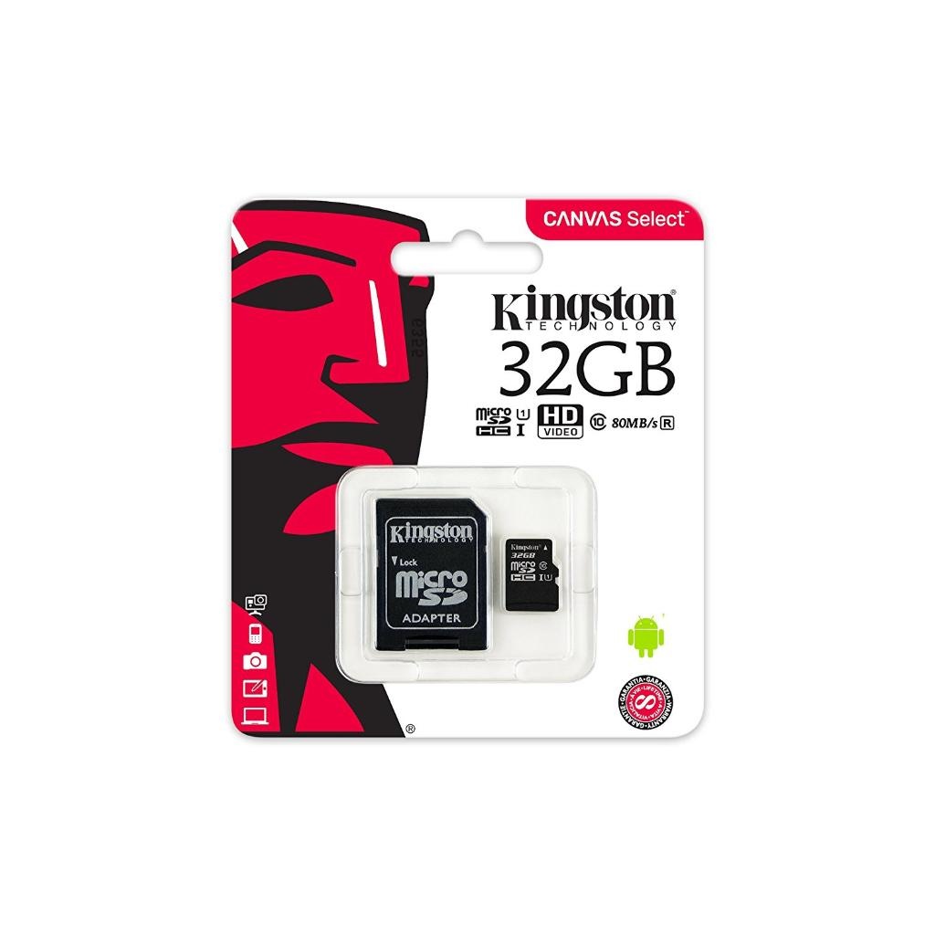 32 GB KINGSTON CANVAS SELECT MICRO SDHC UHS-1 CLASS 10 80MB/S (SD