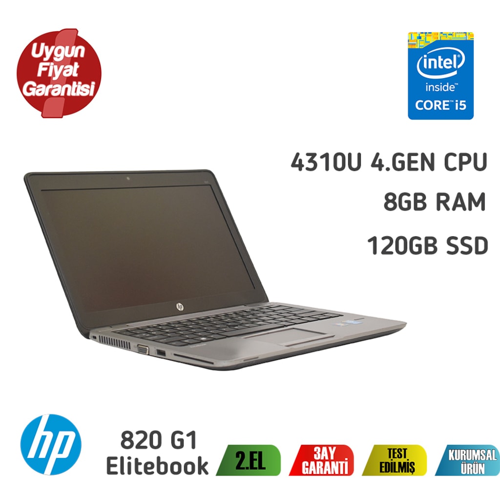 Hp Elitebook 820 G1 Intel Core İ5 4310u 8gb 120gb Ssd Notebook 4701