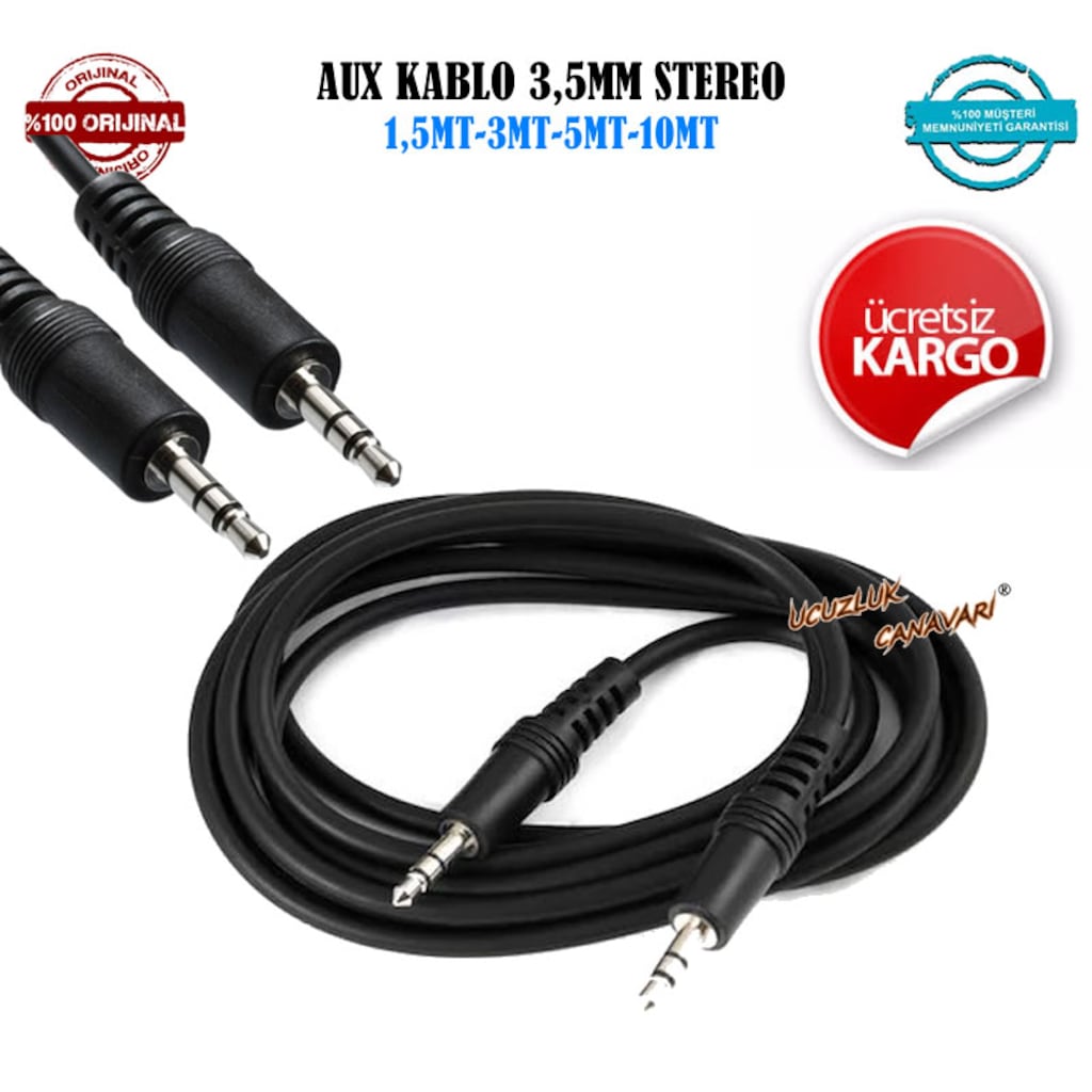 3 5mm Aux Stereo Ses Kablosu 1 5 Metre 3 Metre 5 Metre Fiyatlari Ve Ozellikleri