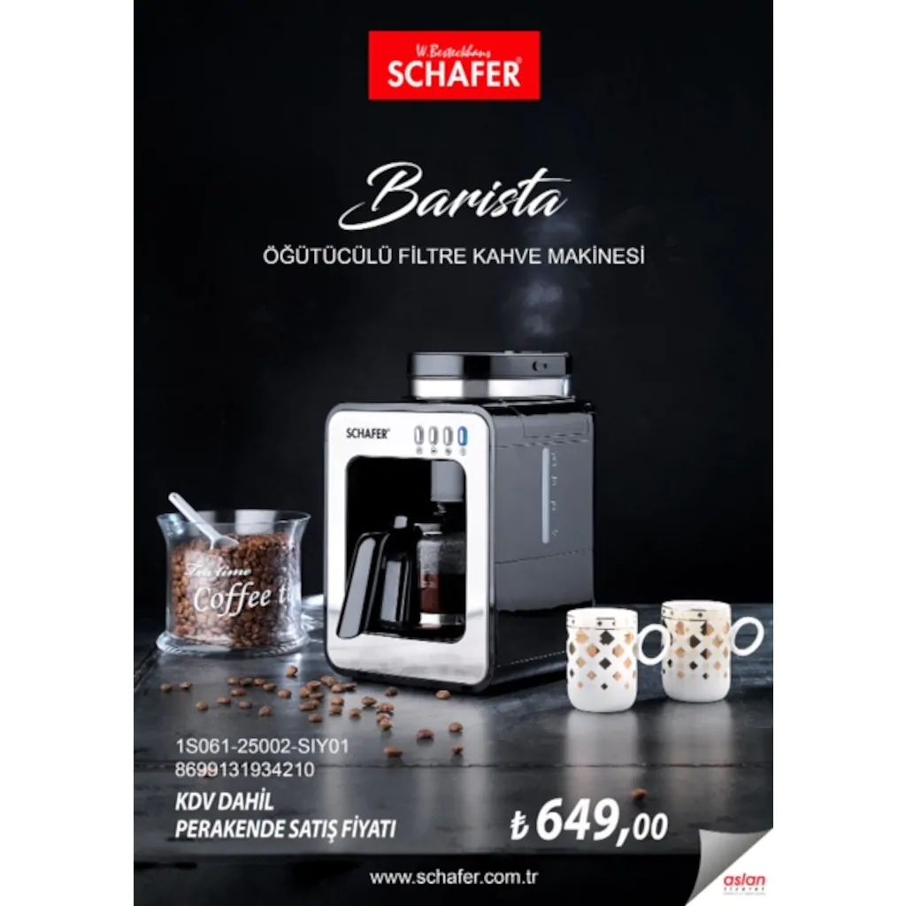 Schafer Barista Öğütücülü Filtre Kahve Makinesi