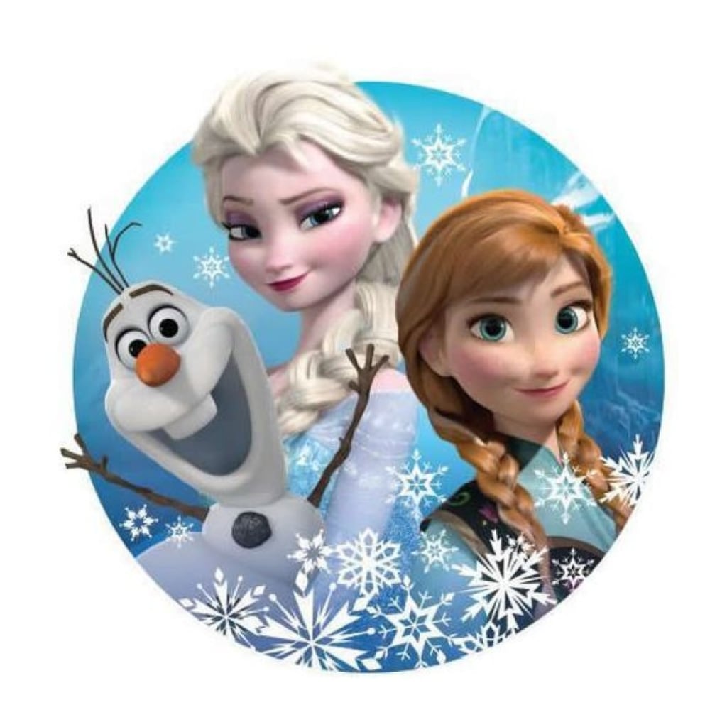 Anna Elsa Olaf Runde Pasta Üzeri Resim Baskısı