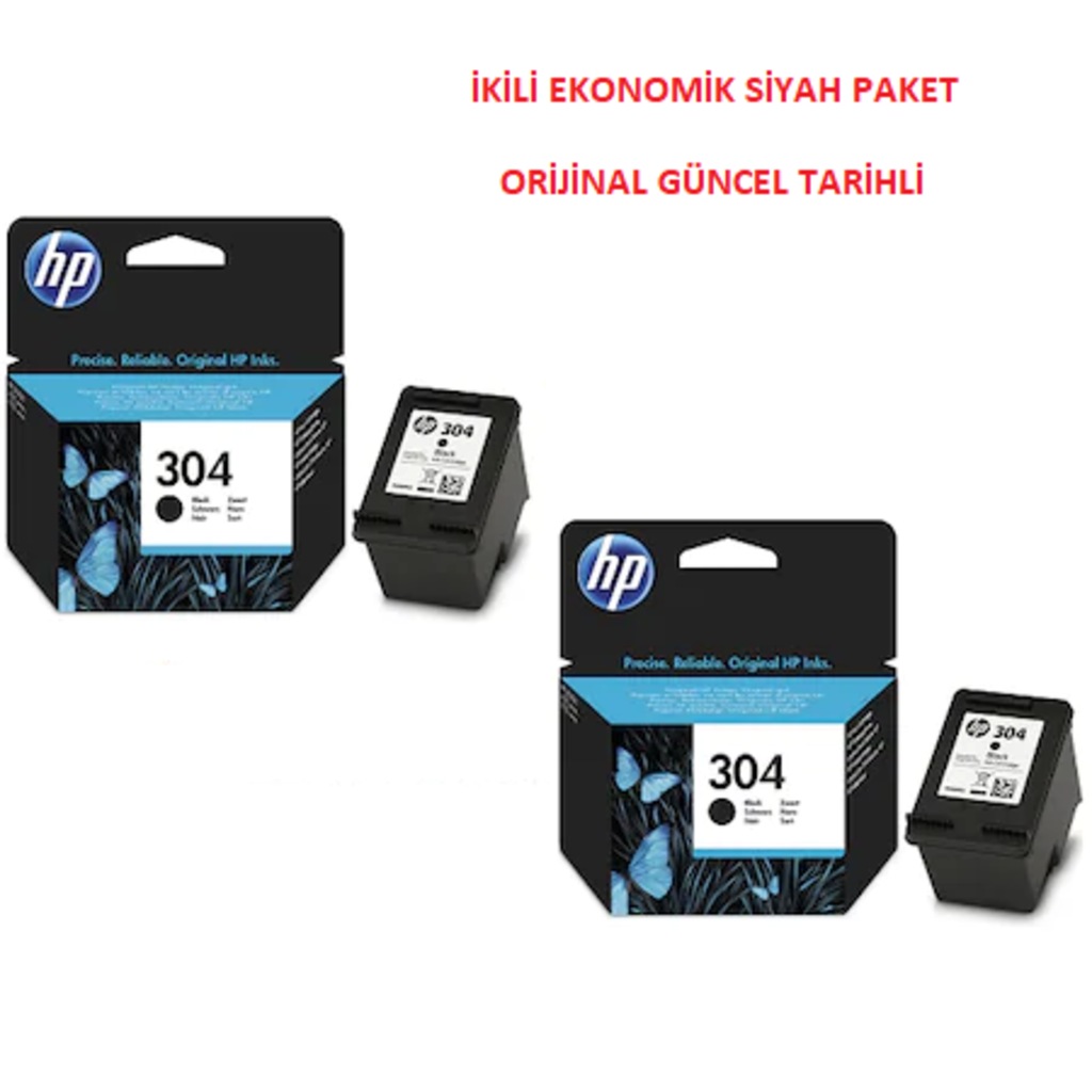 HP 304 Siyah + HP 304 Siyah İkili Paket ORİJİNAL