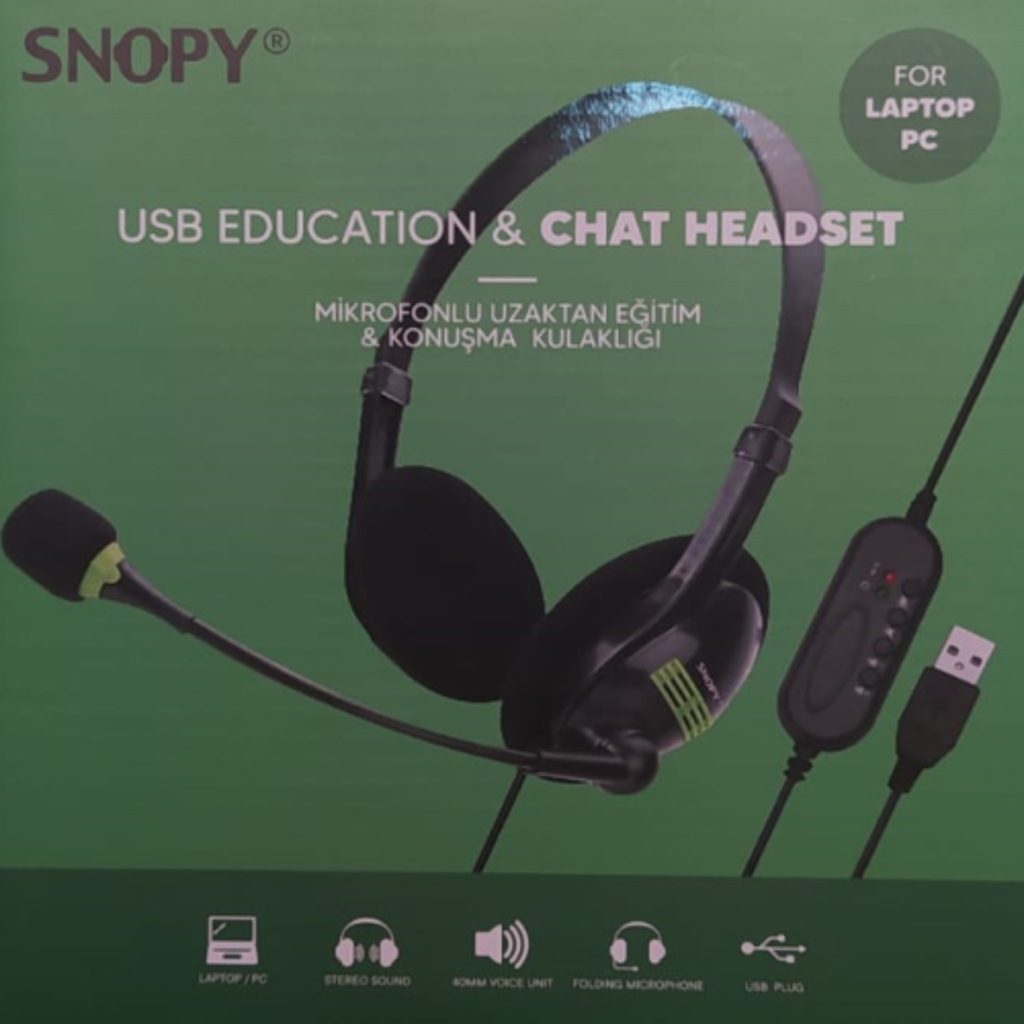 SNOPY SN-2020 SİYAH USB MİKROFONLU KULAKLIK