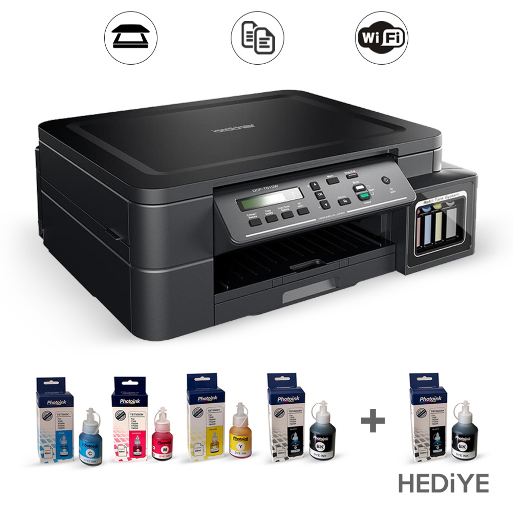 Brother DCP-T510W Bitmeyen Kartuşlu Çok Fonksiyonlu Yazıcı