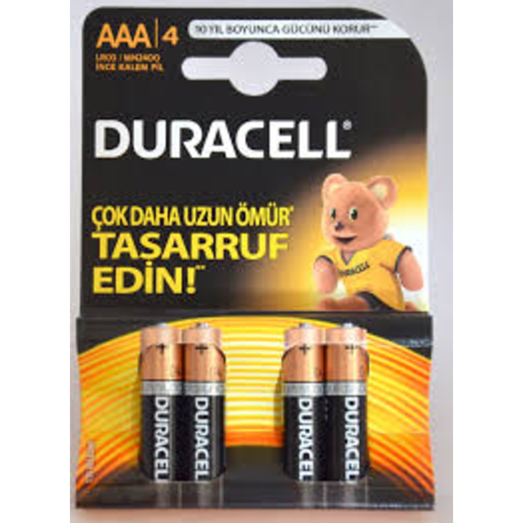 DURACELL LR03 MN2400 AAA İNCE KALEM PİL 2'Lİ*6PAKET