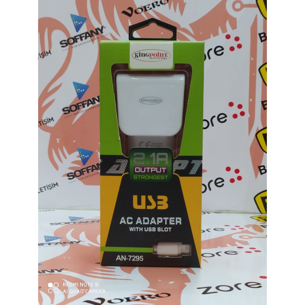 KİNGPOİNT 2.1 AMP ÇİFT ÇIKIŞLI ANDROID ŞARJ ALETİ