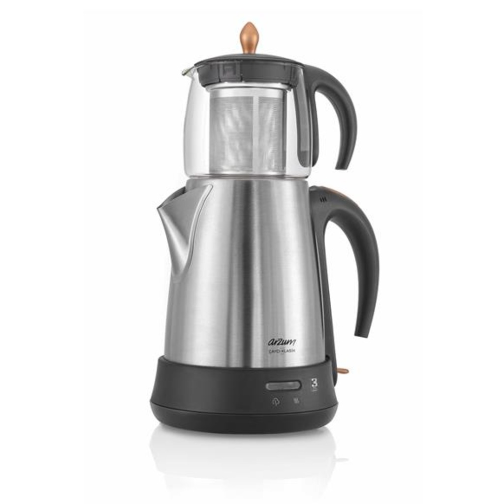 Arzum AR3003 Çaycı Klasik Cam Demlikli Çay Makinesi - Mat Inox