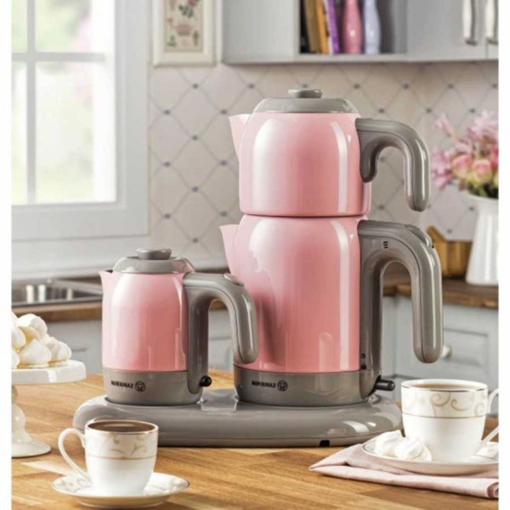 Korkmaz Mia Pembe/gri Çay Kahve Makinesi A35302