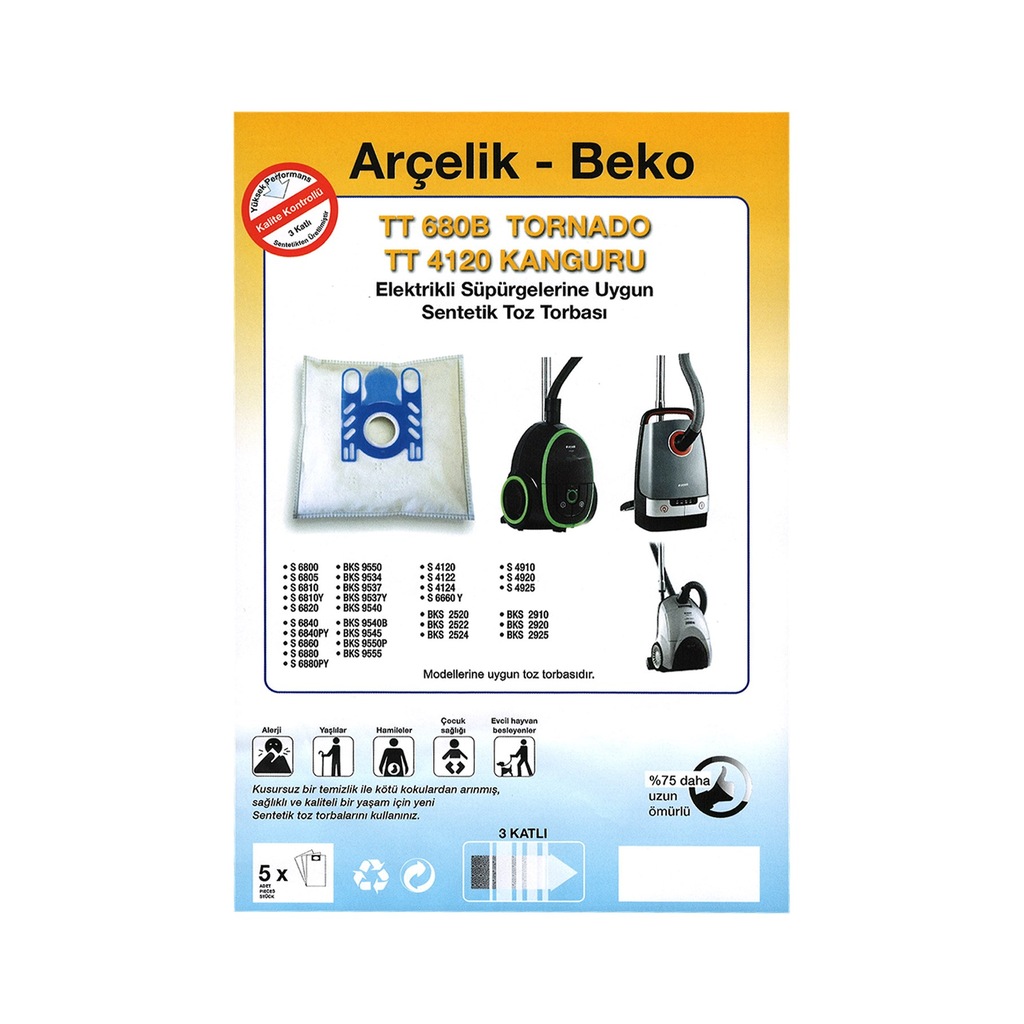 Arcelik Beko Tt 4120 Kanguru Elektrikli Supurge Toz Torbasi Fiyati