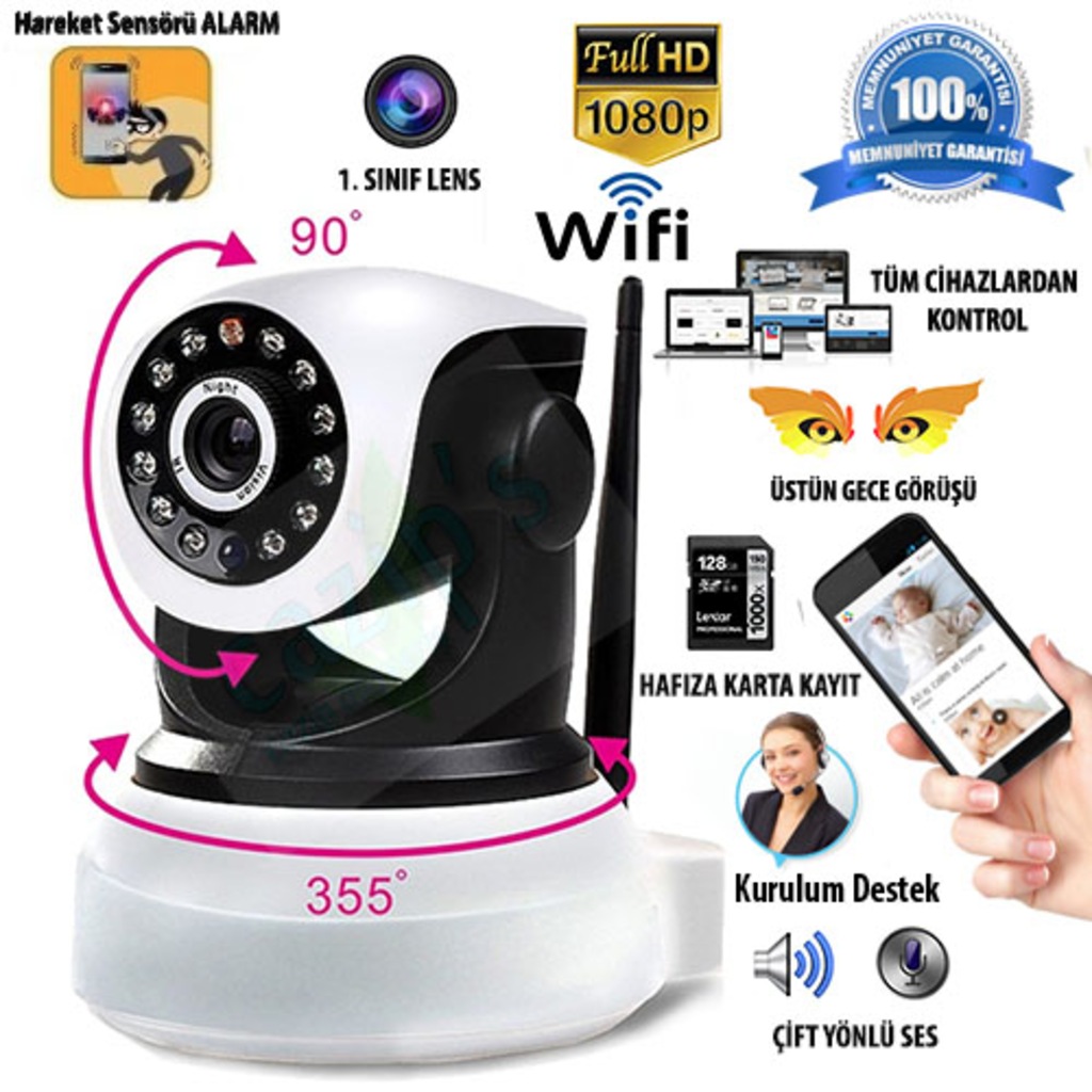 Kablosuz Wifi İp Kamera 360º Bebek İzleme İp Kamerası
