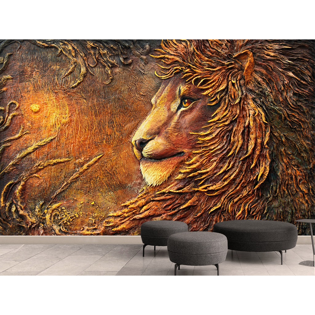Aslan 3D Kabartma Görünümlü Manzara Duvar Kağıdı Fiyatları ve Özellikleri
