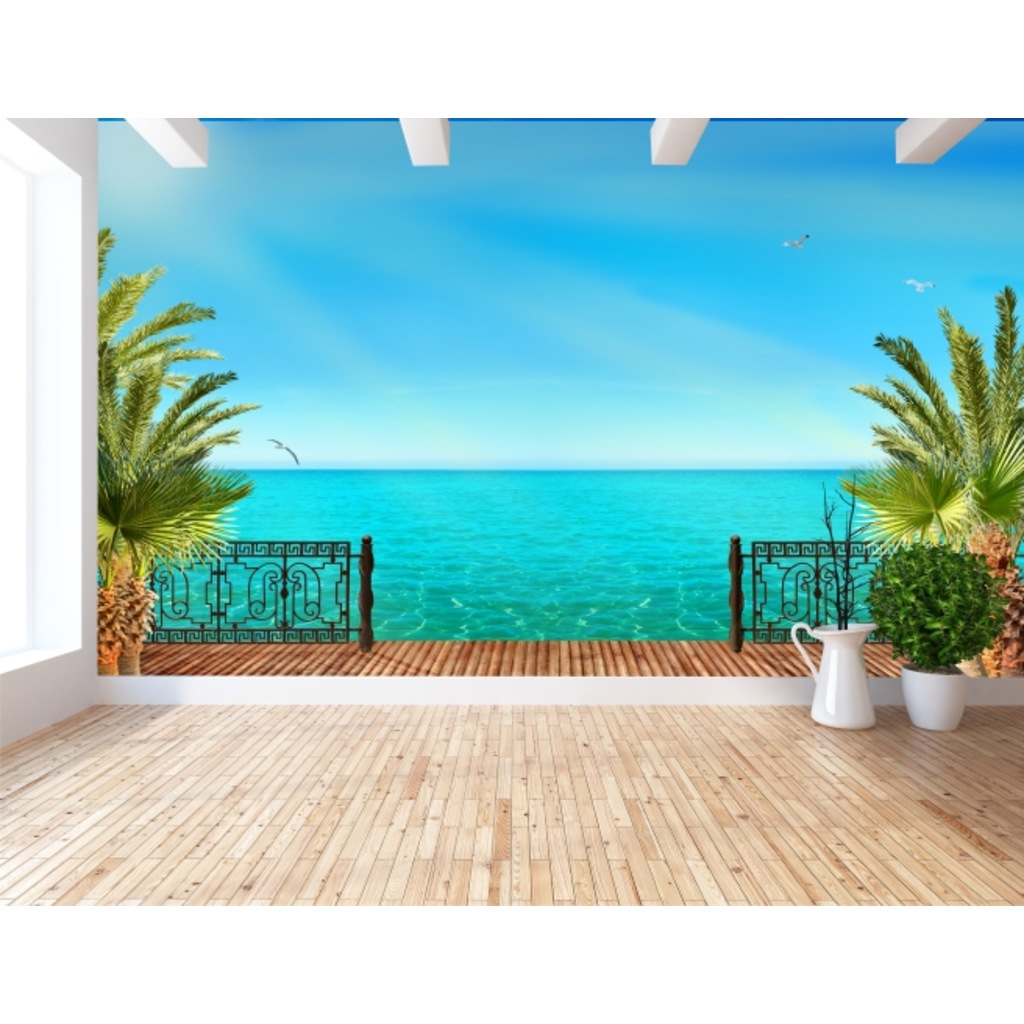 İskele Deniz 3d Görünümlü Manzara Duvar Kağıdı
