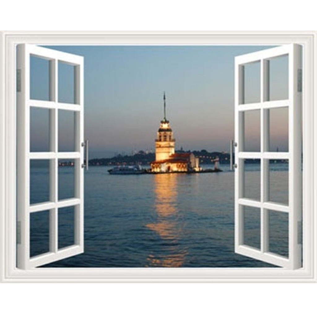 Pencereden Kız Kulesi Manzaralı Poster Duvar Kağıdı