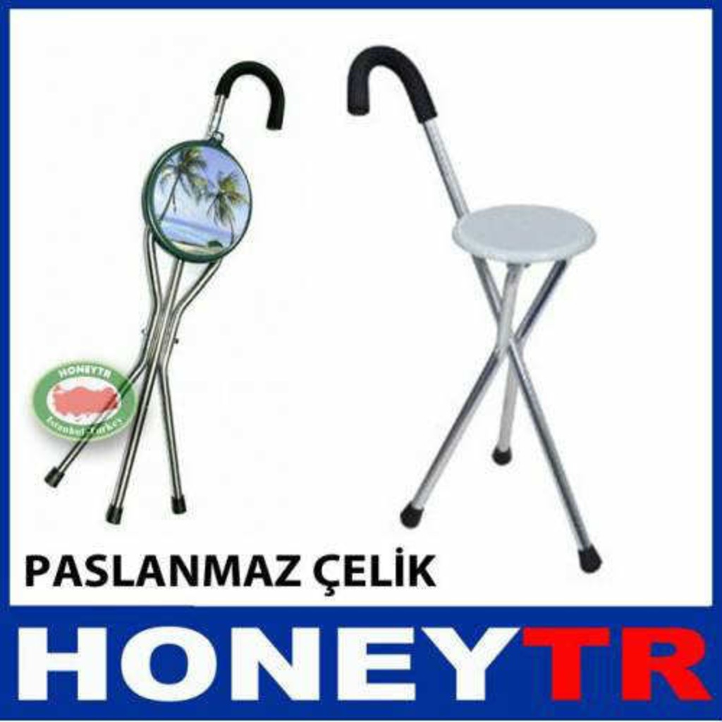 Portatif Çelik Koltuklu Baston Tabure Sandalye