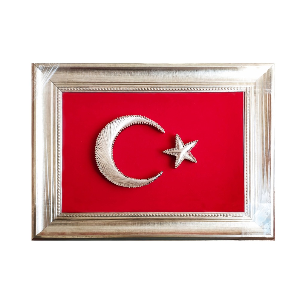 Filografi El İşçiliği Türk Bayrağı Ev Hediyesi Tablo 21 x 30 cm