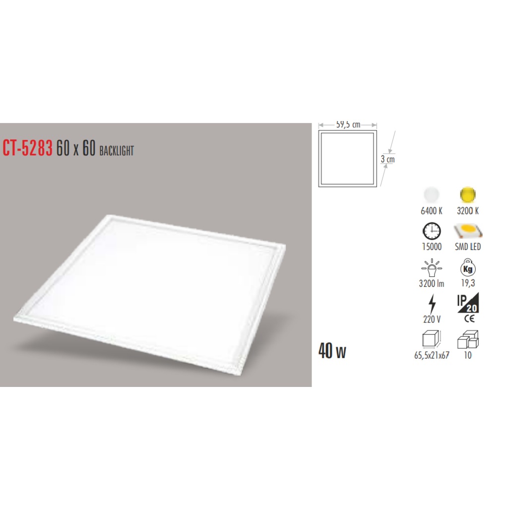 ct 5283 48w 60x60 backlight led panel armatur beyaz cata fiyatlari ve ozellikleri