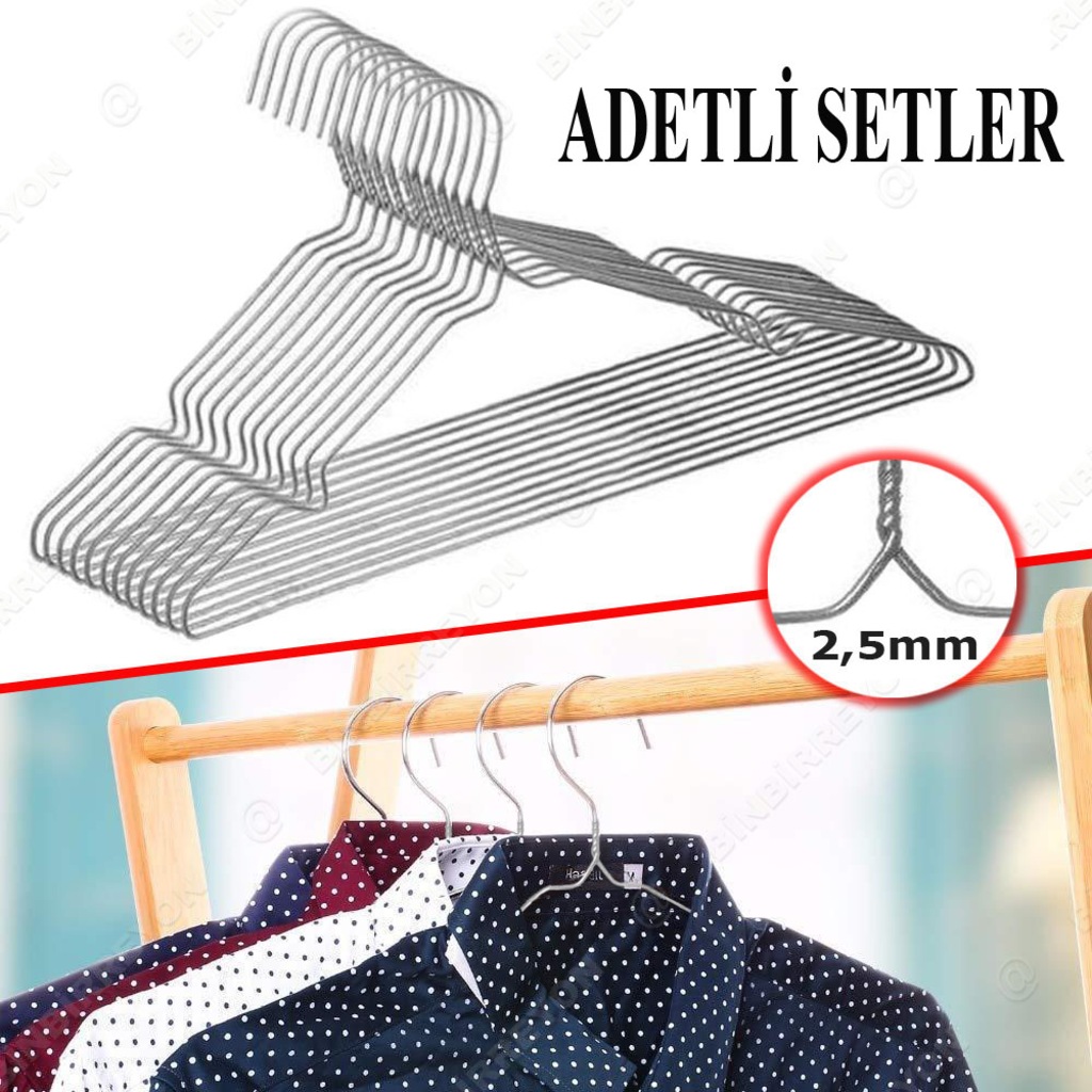 Metal Elbise Askısı Askılık 12-24-36 Adetli Setlerde DE122
