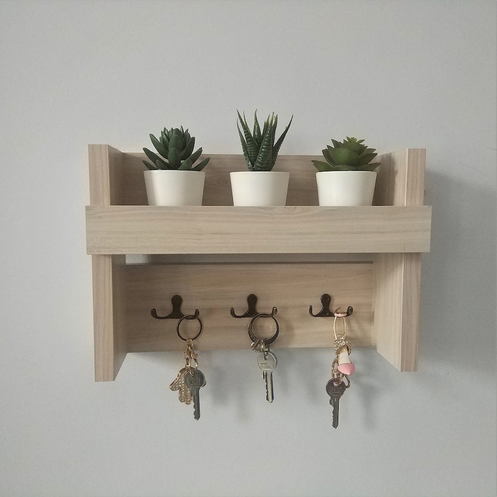 Ella Home CB015 Beyaz Erik Çok Amaçlı Antre Duvar Askı Anahtarlık