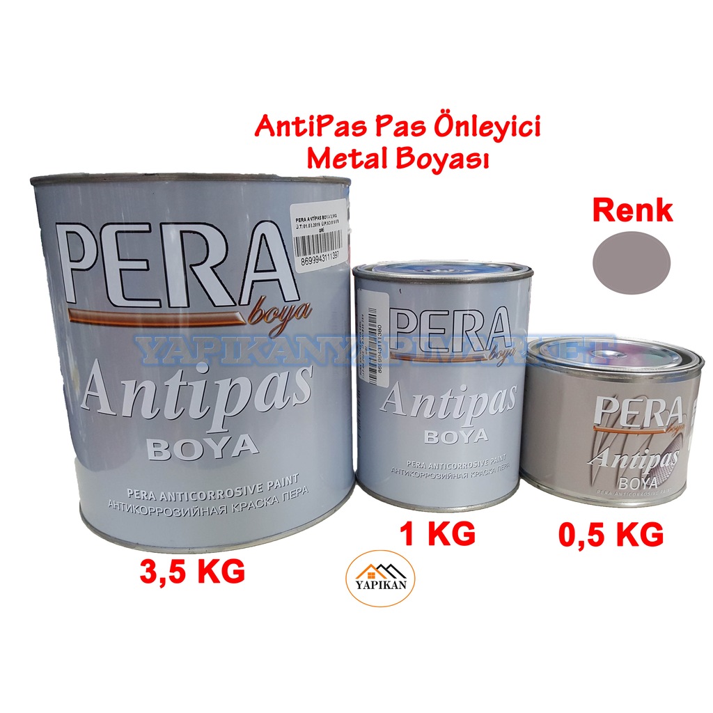 Pera Antipas Pas Önleyici Metal Boya Gri Renk (ebat Seçiniz)