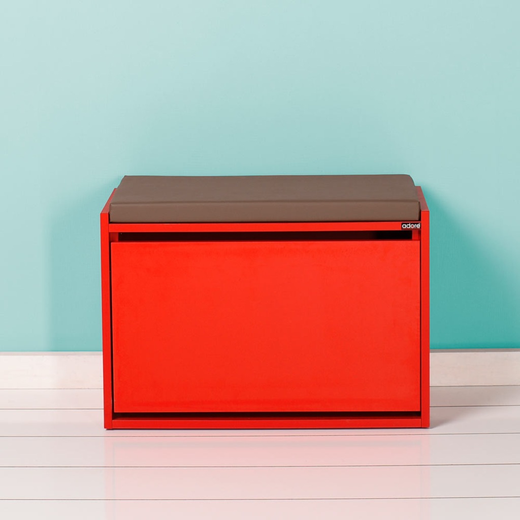 Adore Mobilya Step Oturaklı Ayakkabılık Ve Puf Kırmızı