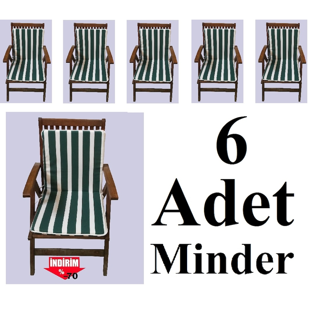 Sandalye Koltuk Minderi Yıkanabilir Minder 6 Lı