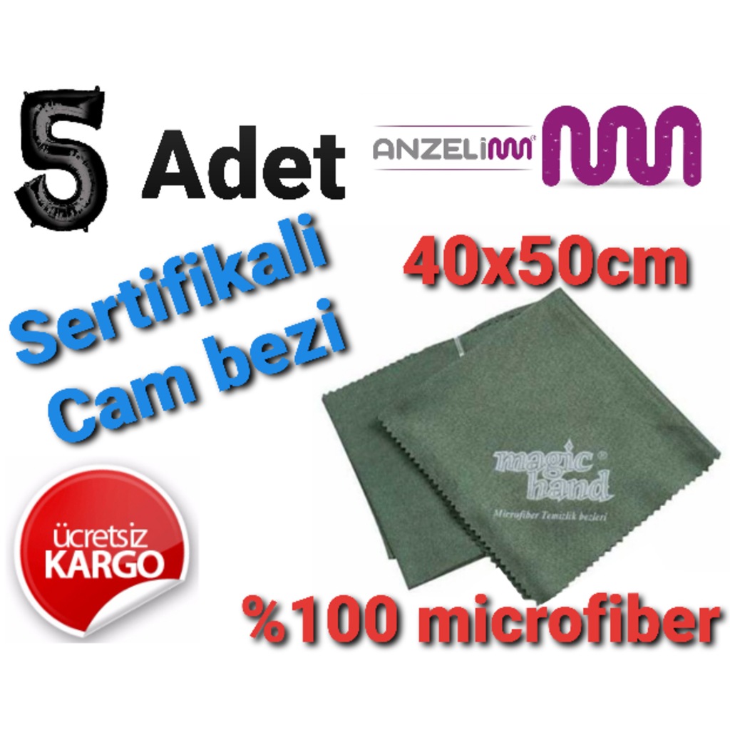 5 Adet %100 microfiber nano temizlik cam bezi 40×50 cm