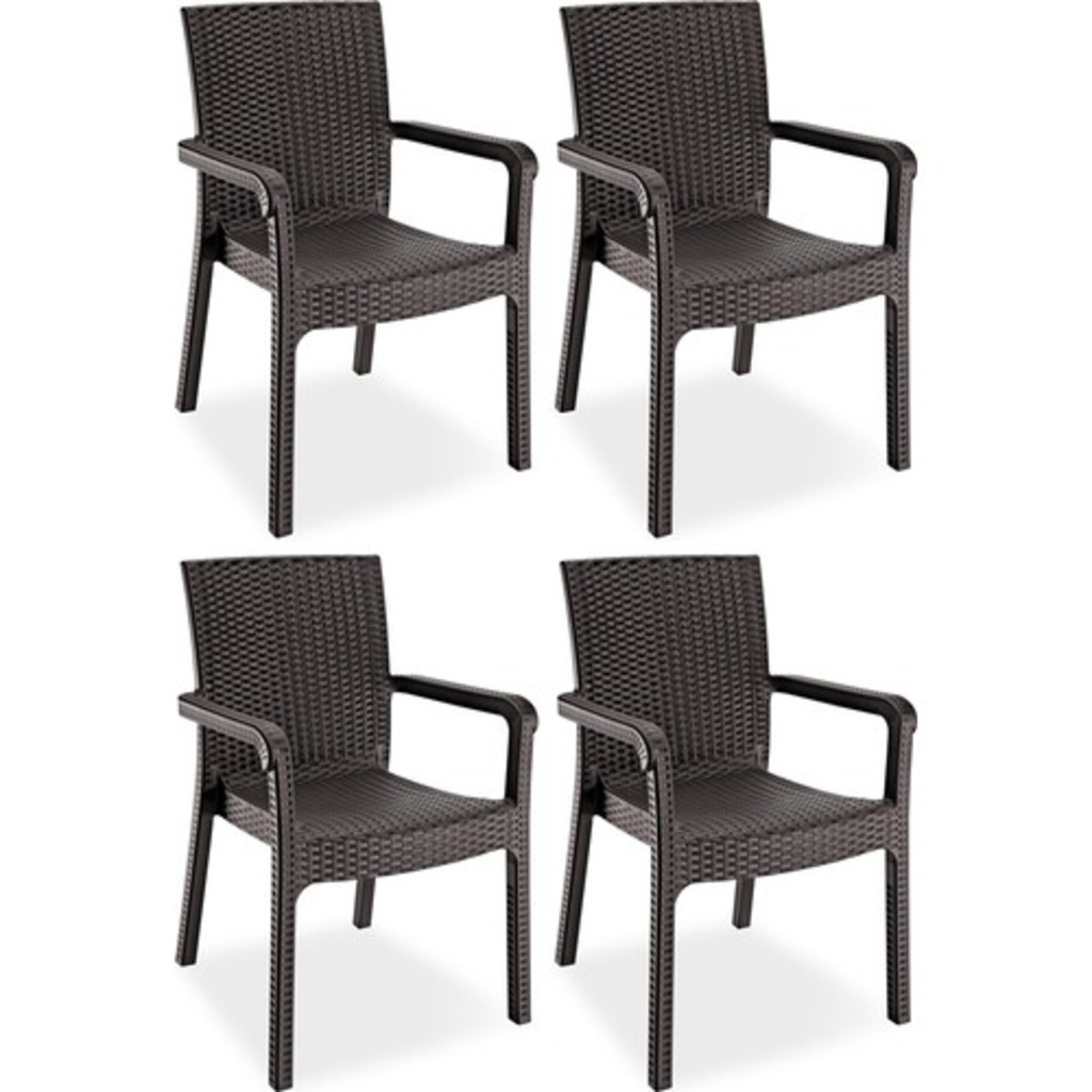 Raddan Plastik Bahçe Koltuğu Rattan Sandalye Kollu