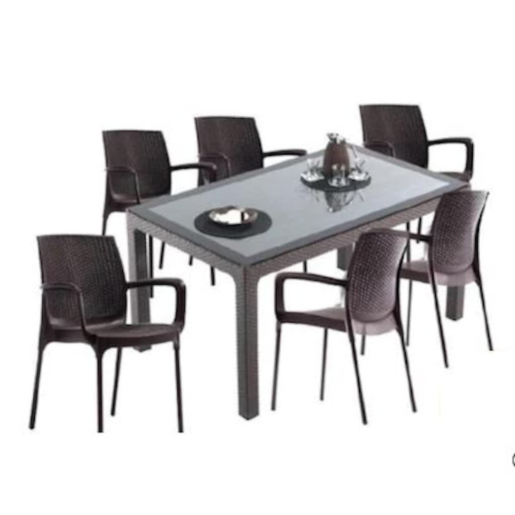 3 RENK Violet 80x140 Rattan Bahçe Balkon CAMLI Masa Tak