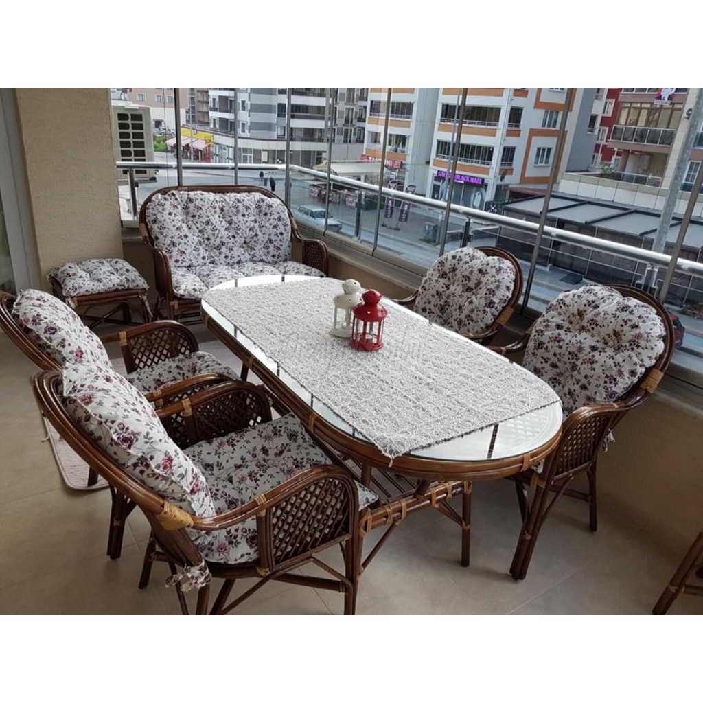 Bambu Bahçe Balkon Mobilya Masa Takımı 11