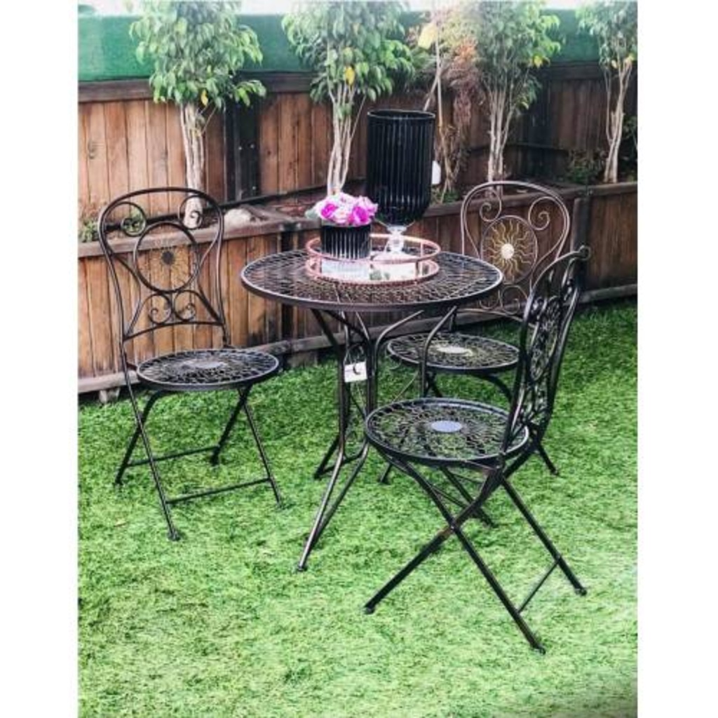 Ferforje 3 sandalye 70 cm 1 masa takımı dış bahçe mekan
