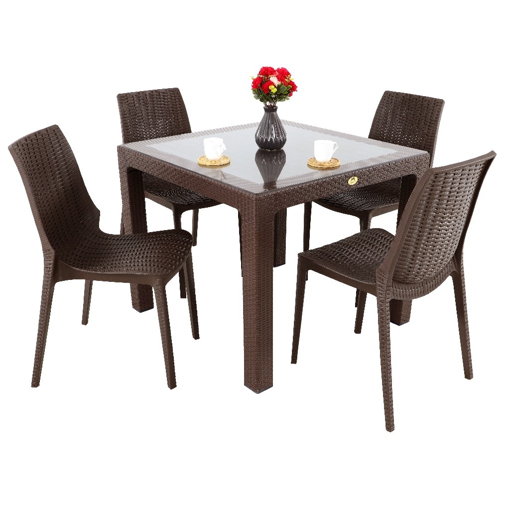 Mandella Elit 90x90 Nirvana Sandalye Camlı Masa Takımı