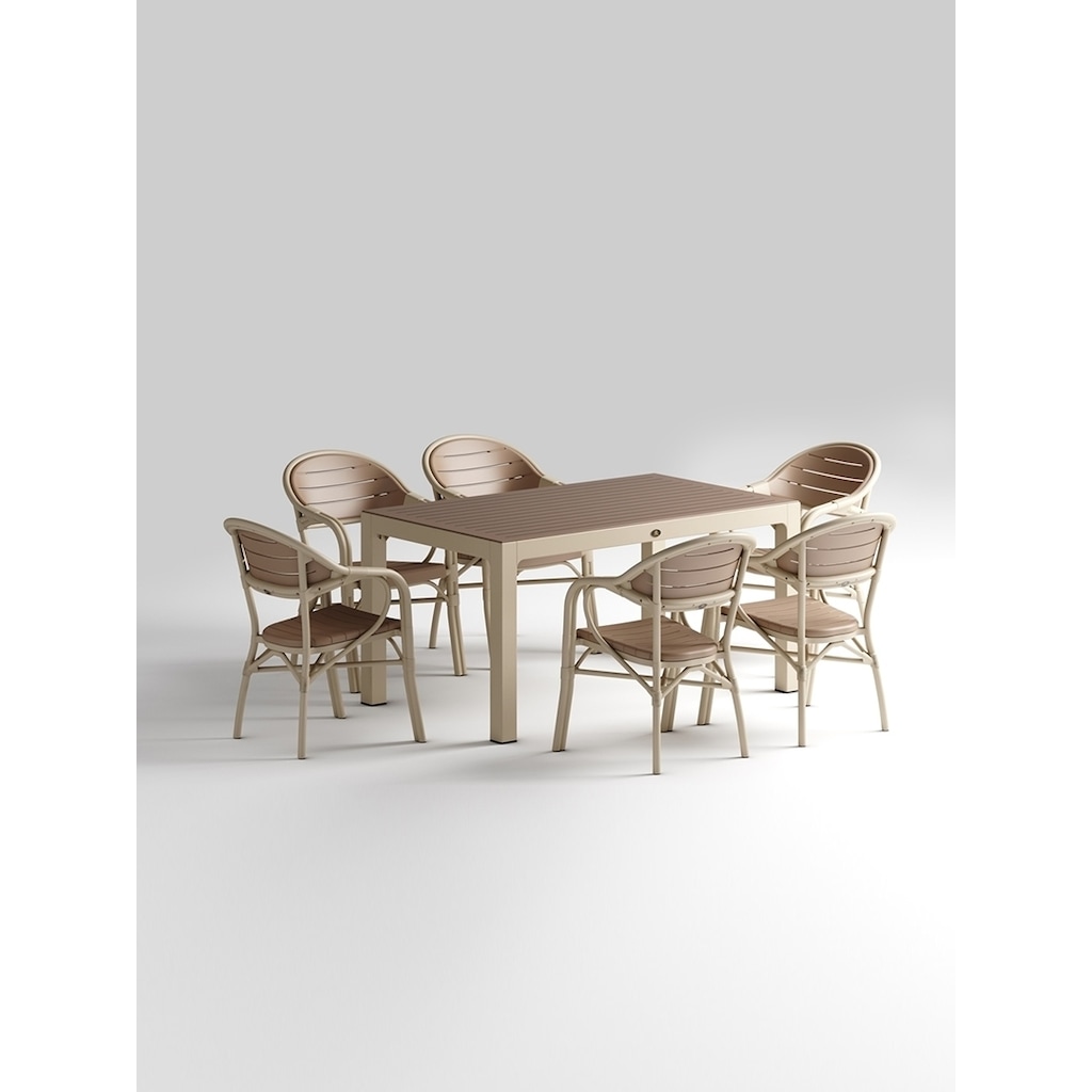 Novussi Bamboo 6�Lı Camlı Set 6 SANDALYE Cappucino Çöl
