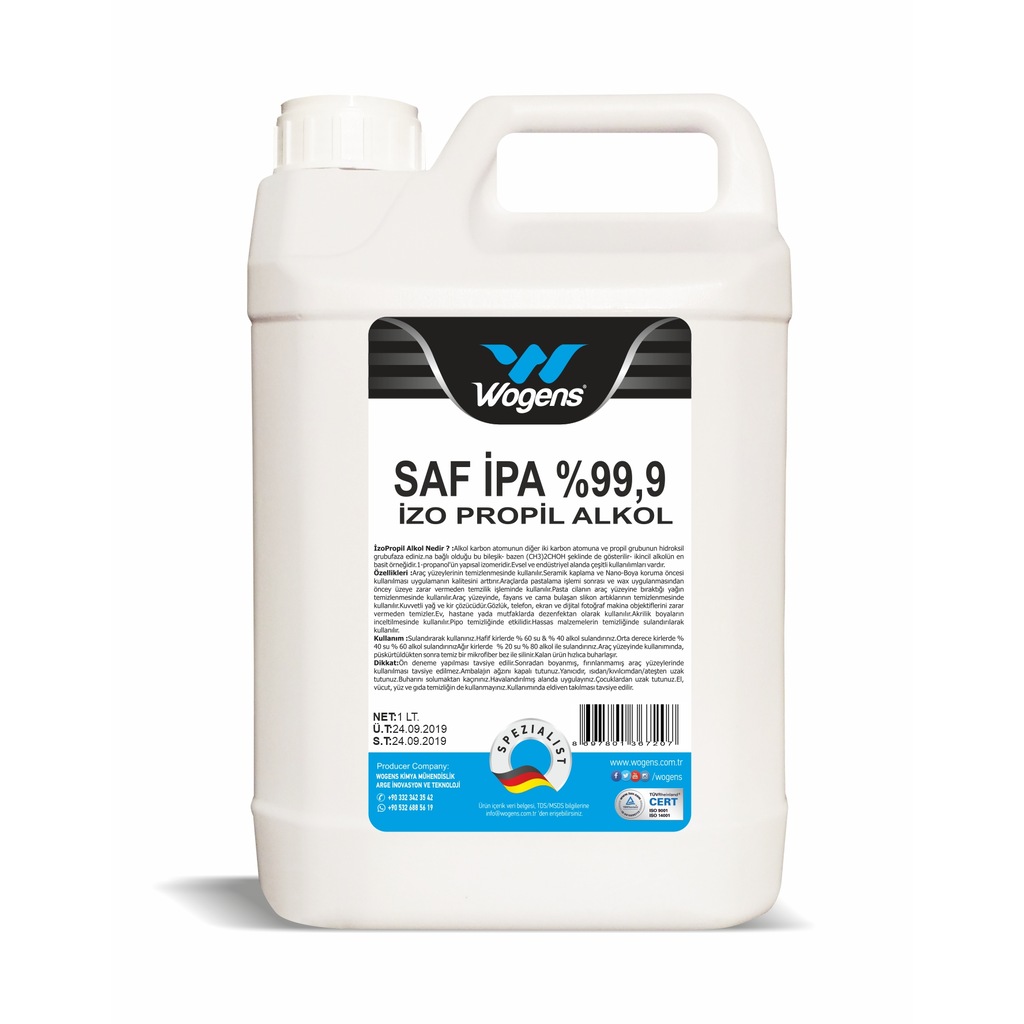 Saf İpa İzo Propil Alkol İzopropil Alkol Temizlik Solventi 5 Lt