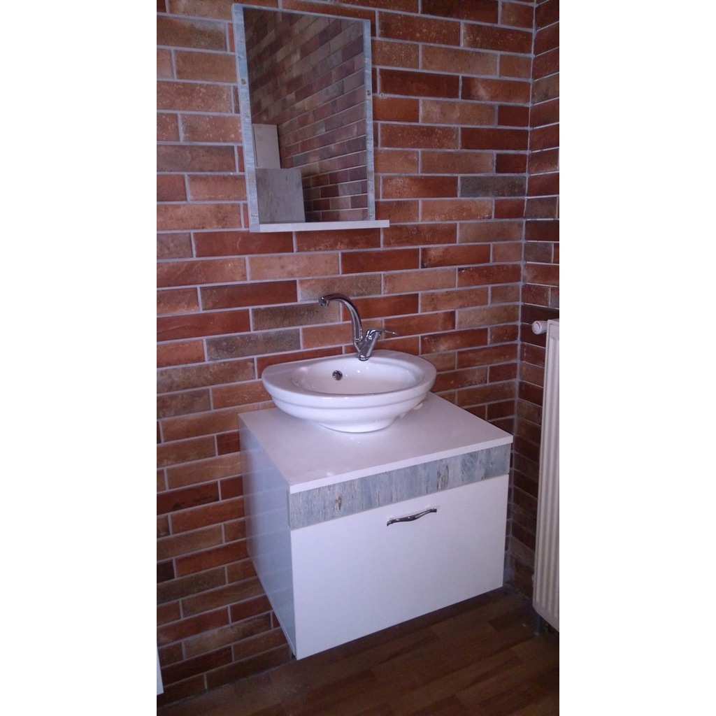 BANYO DOLABI+ETAJERLİ AYNA+36*45 LAVABO+MİX BATARYA