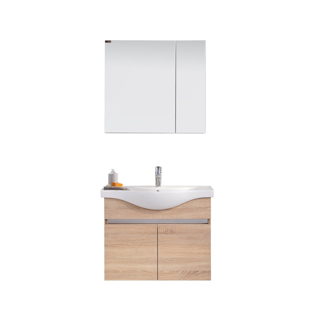 Gold Banyo Silvia 80 cm Banyo Dolabı + Ayna Ünitesi + Seramik Lav
