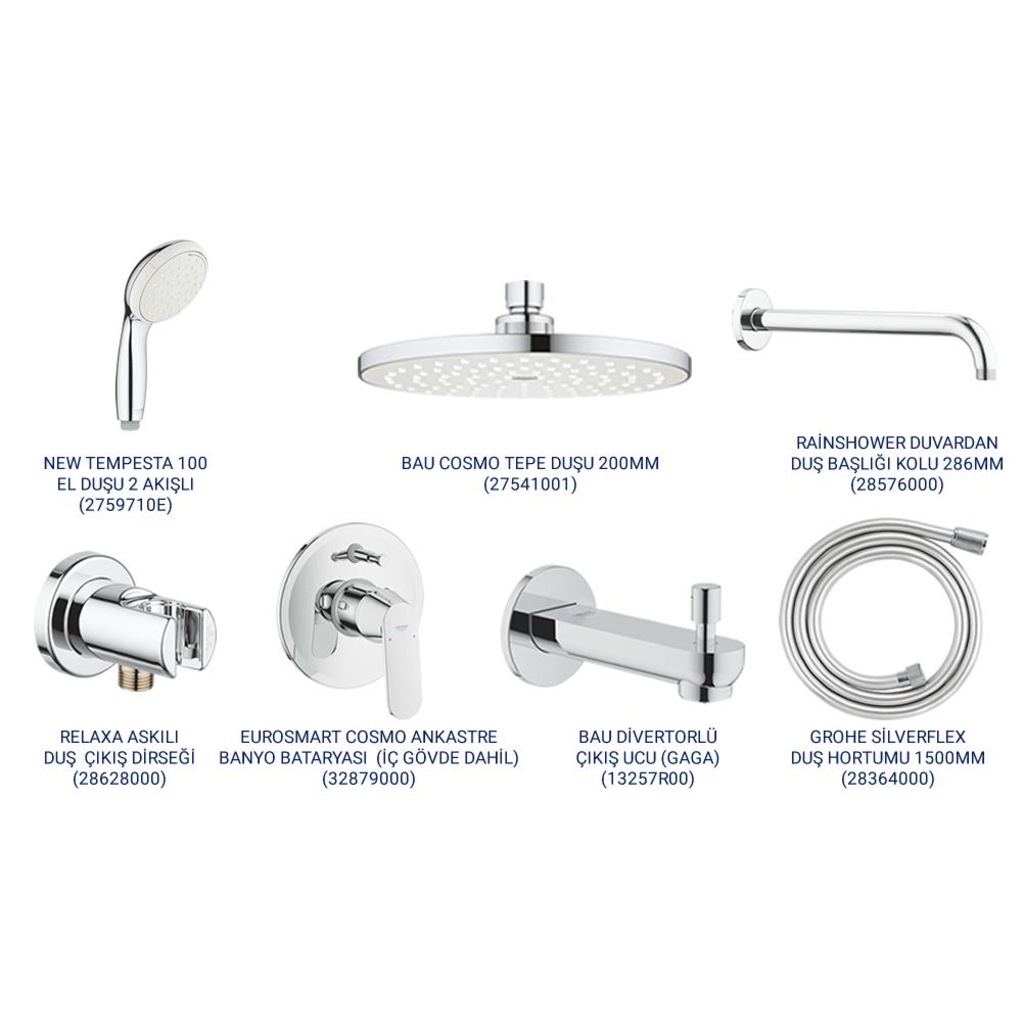 grohe ankastre banyo dus seti yon degistiricili cikis ucu 2 fiyatlari ve ozellikleri