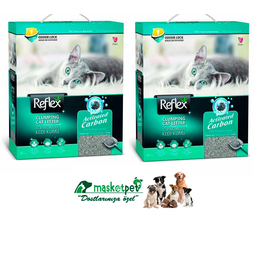 REFLEX AKTİF KARBONLU TOPAKLANAN KEDİ KUMU 10 LT * 2 ADET Fiyatları ve