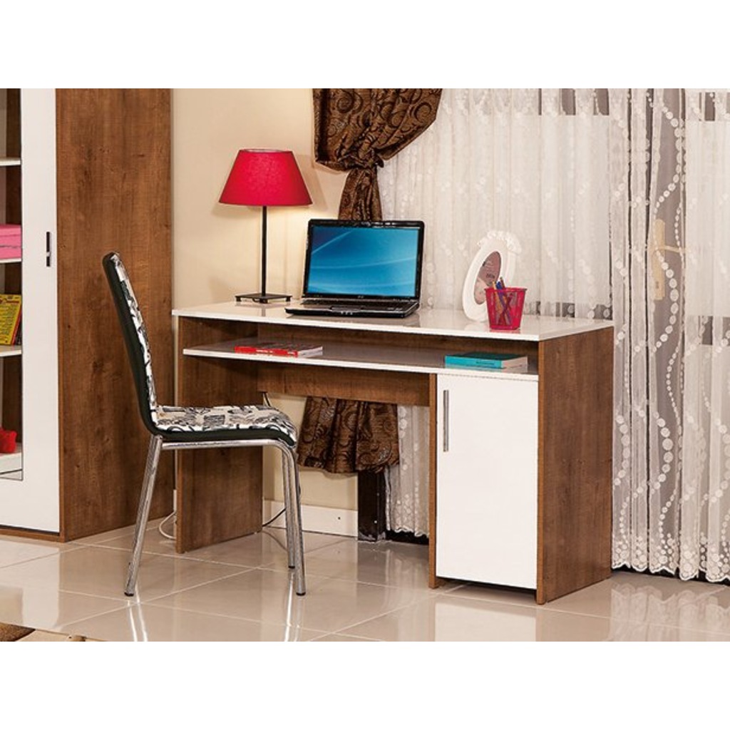 Florida Çalışma Masası Lüks Ceviz beyaz 120 CM Bilgisayar Masası