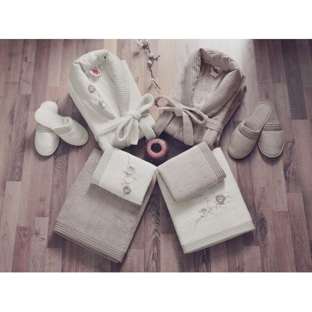 COTTON BOX BAMBU 3D NAKIŞLI BORNOZ SETİ